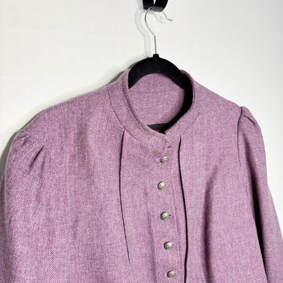 Frontier Lawrence Scott Blazer Size 14 Wool Tweed Western Puff Sleeve Victorian - Picture 4 of 14